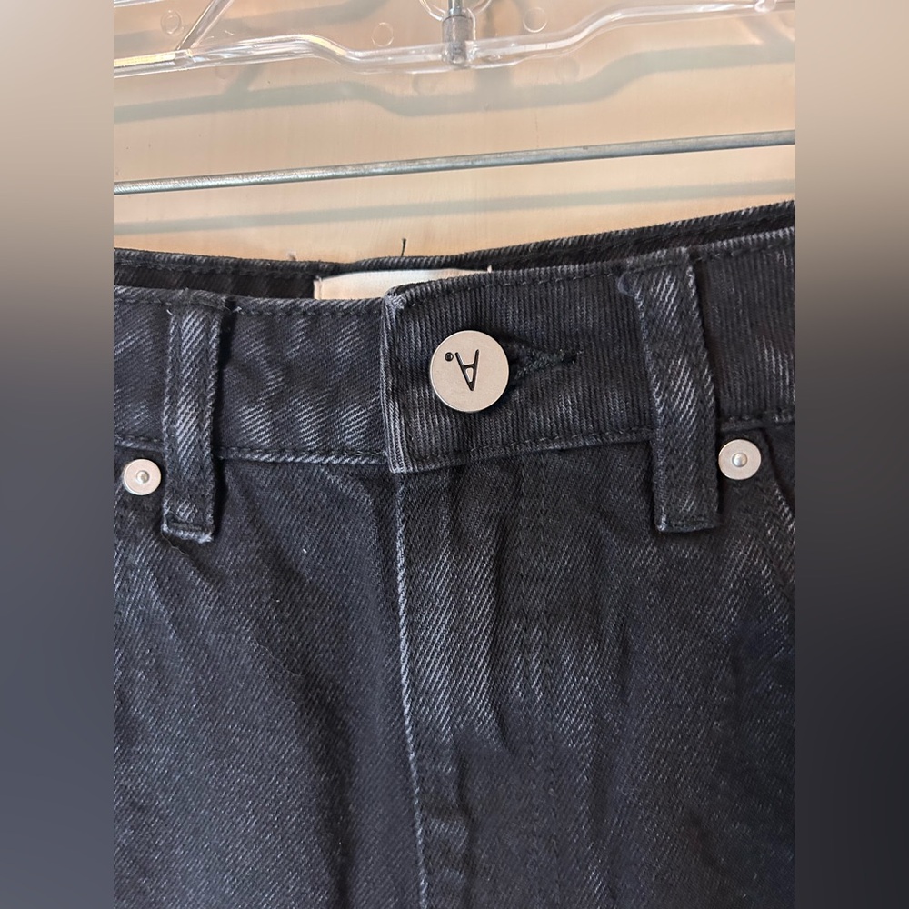 Abrand Venice Short High Rise Fringe Hem Black Wash Size 24 Grunge - Picture 5 of 14